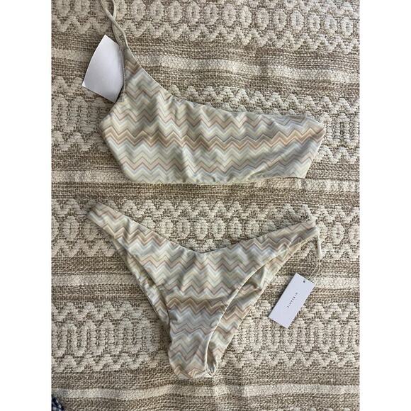 Nirvanic Bikini Set XS S Deia Top Bottom One Shoulder Eco Seashell Swim Swimsuit - Picture 3 of 7